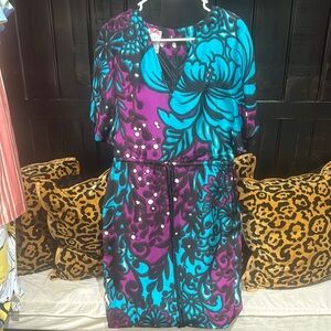 Yoana Baraschi Blue and Pink Flutter Sleeve Sundress
